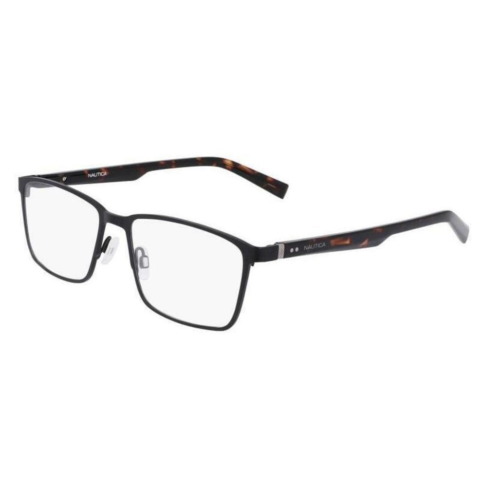 New Nautica N-7323 005 Matte Black Eyeglasses with Dark Havana Temples 57/17/145
